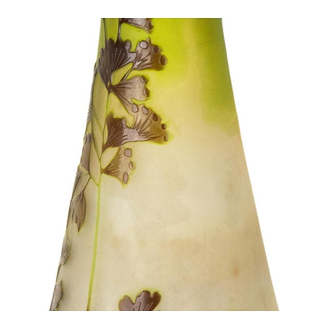 Glass Art Nouveau Cameo Green Glass Vase by Emile Gallé, 20th Century For Sale - Image 7 of 18