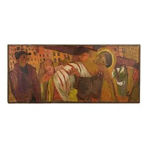Vintage Modernist Figurative Painting of the Crucifixion, Framed (Oil on Canvas)/Picasso