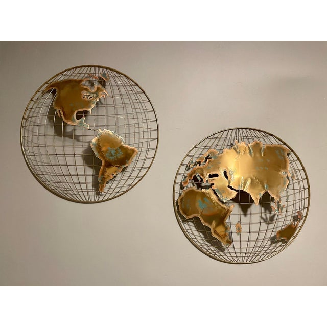 Curtis Jere World Map / Globe Wall Sculpture - A Pair For Sale - Image 12 of 18