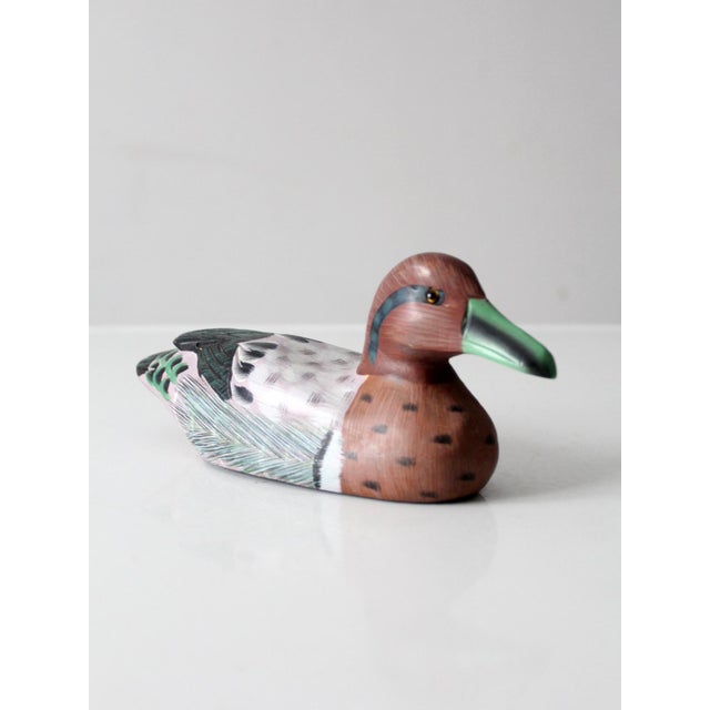 Cabin Vintage Hand-Painted Wood Duck For Sale - Image 3 of 11
