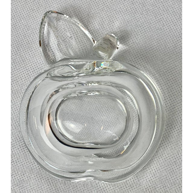 1950s French Clear Crystal Art Glass Apple Dish by Vannes Le Chatel For Sale - Image 5 of 9