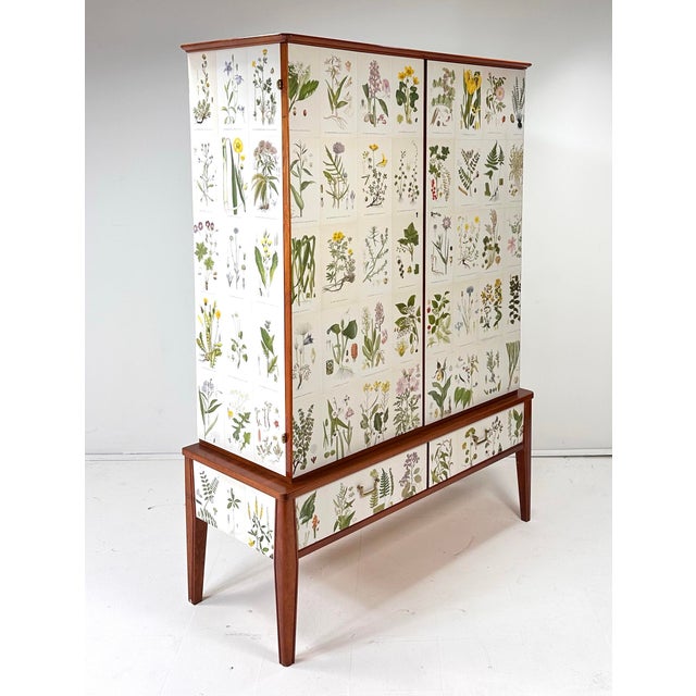 Mid-Century Modern 1950's Swedish Cabinet With Nordens Flora Illustrations For Sale - Image 3 of 11