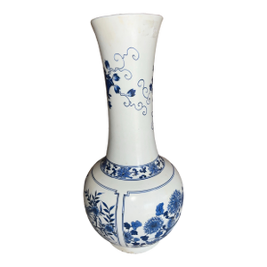 Large Heavy Chinese Vintage Porcelain Vase Blue & White