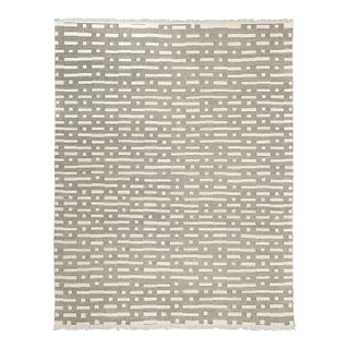 Schumacher Abstract Ikat 10' x 14' Indoor/Outdoor Rug in Stone For Sale