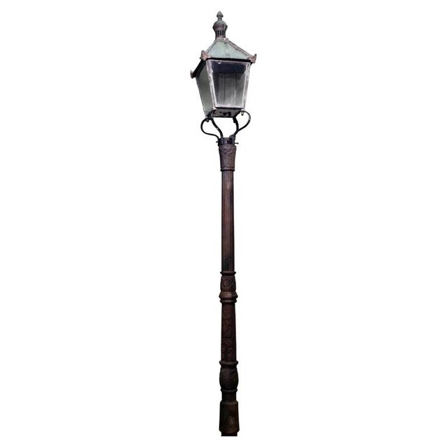 Black Victorian Copper Iron Lamp Post For Sale - Image 8 of 8