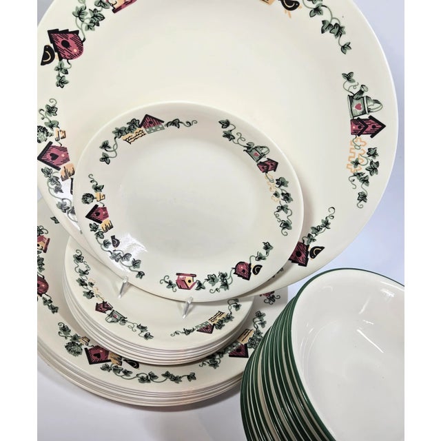 Cottage Style Birdhouse & Ivy Dinnerware - Set of 28 For Sale - Image 4 of 12