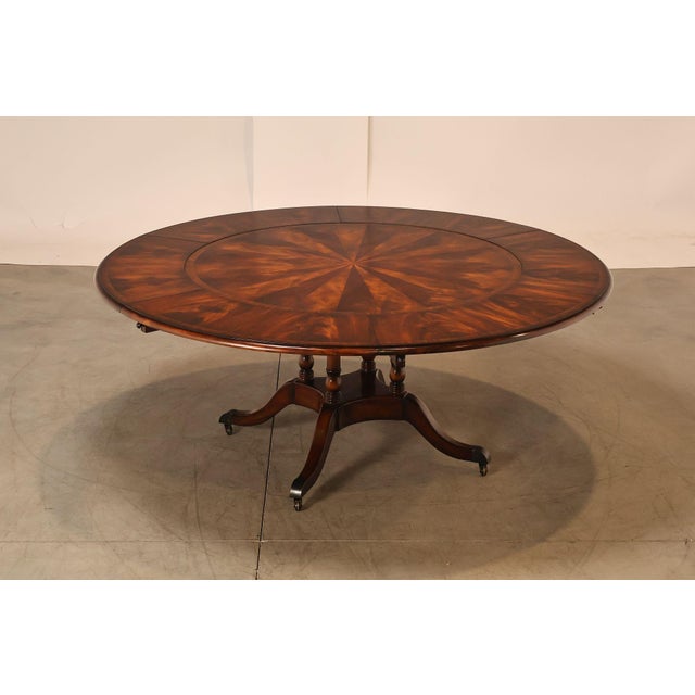 Traditional Theodore Alexander Regency Style Flame Mahogany Round Expanding Dining Table For Sale - Image 3 of 18
