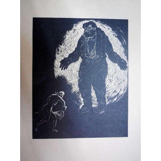 Arthur Kolnik, Shtetl Scene Expressionist woodcut For Sale