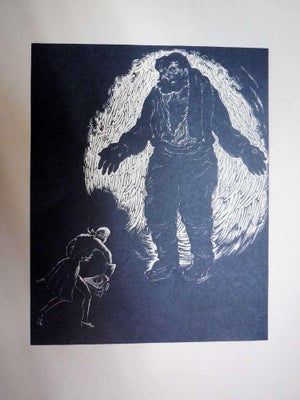 Arthur Kolnik, Shtetl Scene Expressionist woodcut