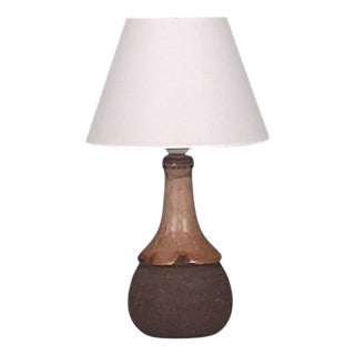 Danish Modern, Sculptural Table Lamp, Brown Glazed Stoneware, Denmark, 1960s For Sale