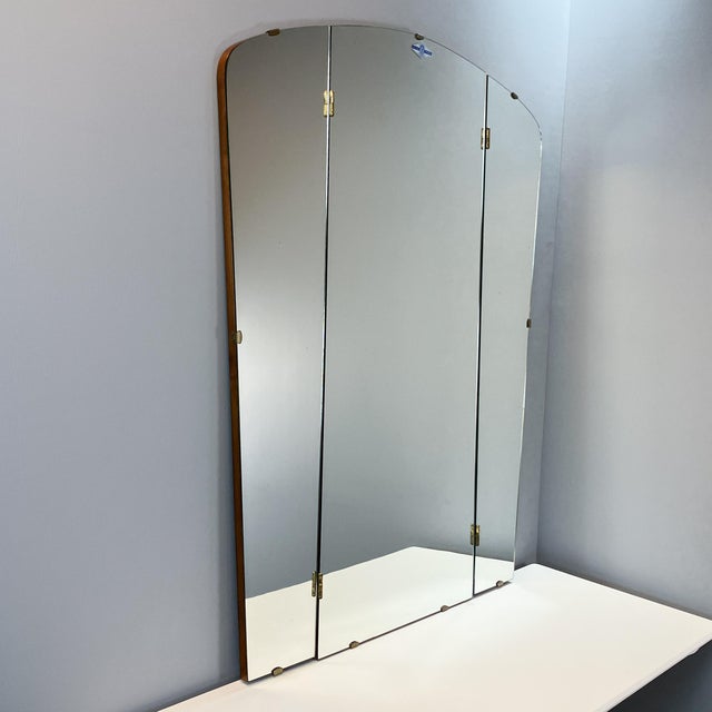 Brown Vintage Wall Mirror with Swivel Wings by Unionsglas, 1950s For Sale - Image 8 of 8