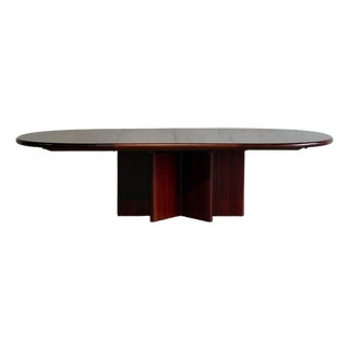 Extendable Rosewood Oval Dining Table Cross Pedestal Mid-Century Modern 1970s For Sale