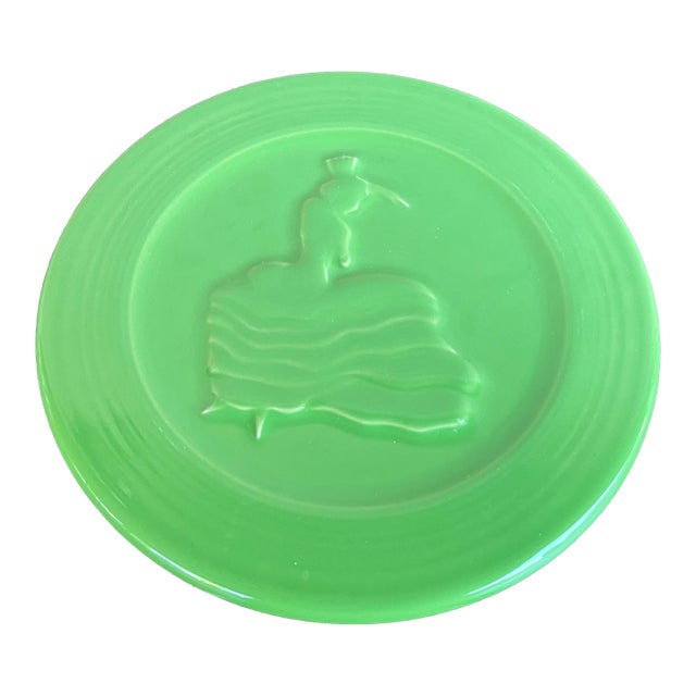 Vintage Shamrock Green Fiestaware Dancing Lady Trivet For Sale