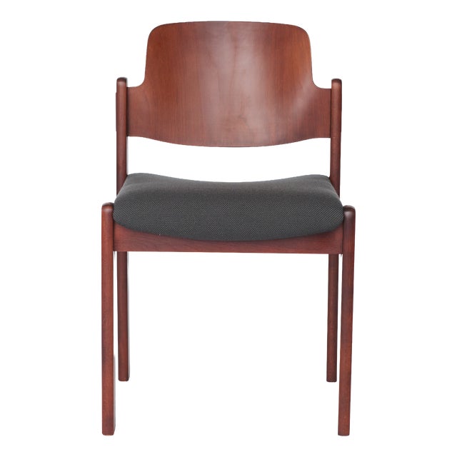 Vintage German Stacking Chair in Dark Beech from Lübke, 1970s For Sale