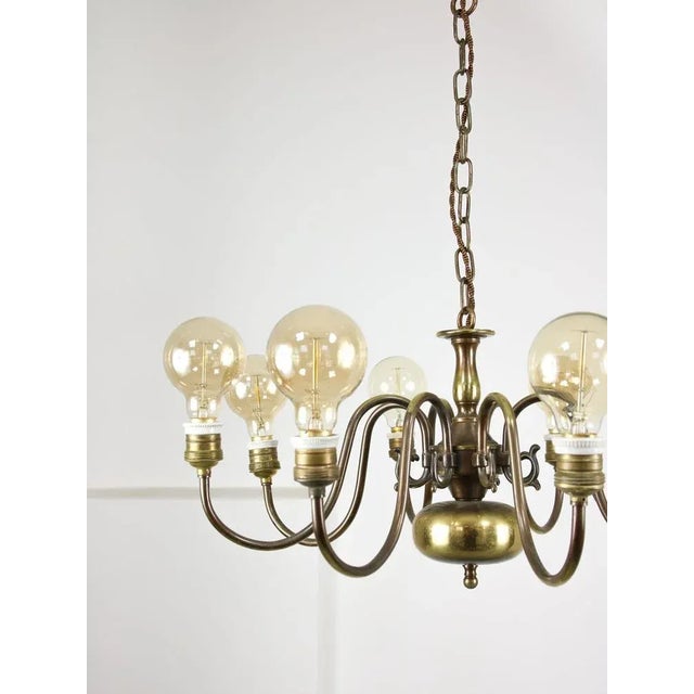 Vintage Viennese Minimalist Brass Chandelier For Sale - Image 9 of 15