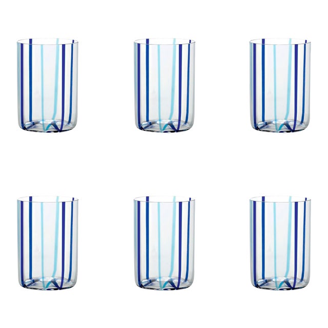 Tirache Tumbler in Aquamarine & Blue - Set of 6 For Sale