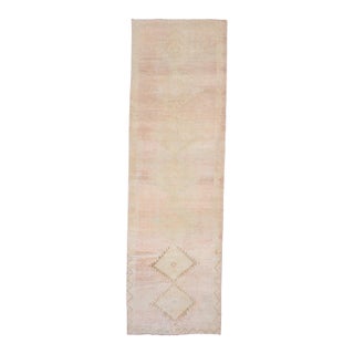 1970s Vintage Handmade Wool Cotton Turkish Beige Area Rug For Sale
