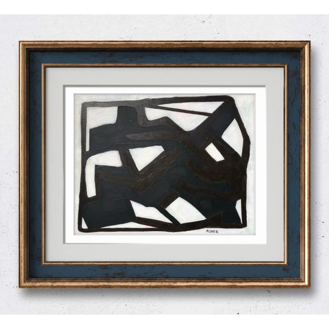 Textile Contemporary Abstract Artwork “Composition 2 in Black and White” by Cassandra Auker, Acrylic on Canvas For Sale - Image 7 of 7