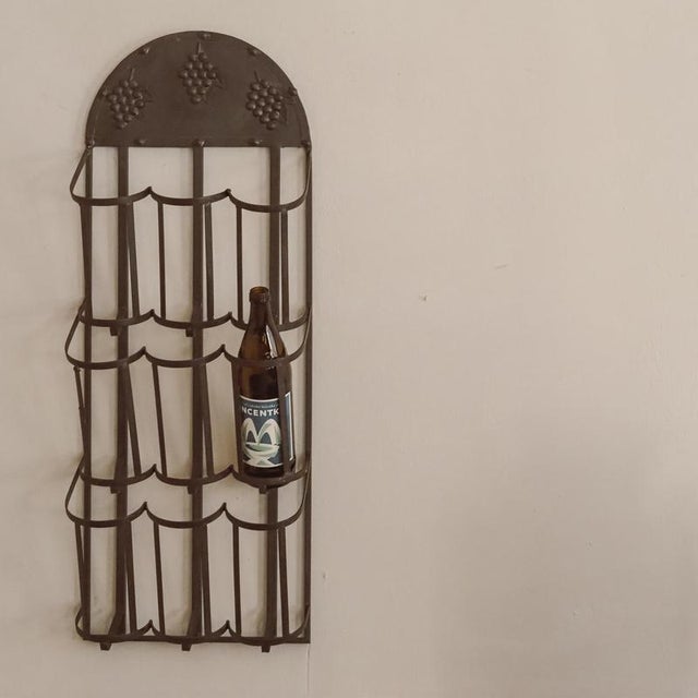 Wall-Mounted Metal Wine Rack with Grape Relief For Sale - Image 12 of 13
