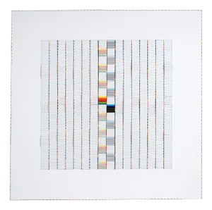 Françoise Luciani, Large Wavy White Square, Paper collage on Feather Board