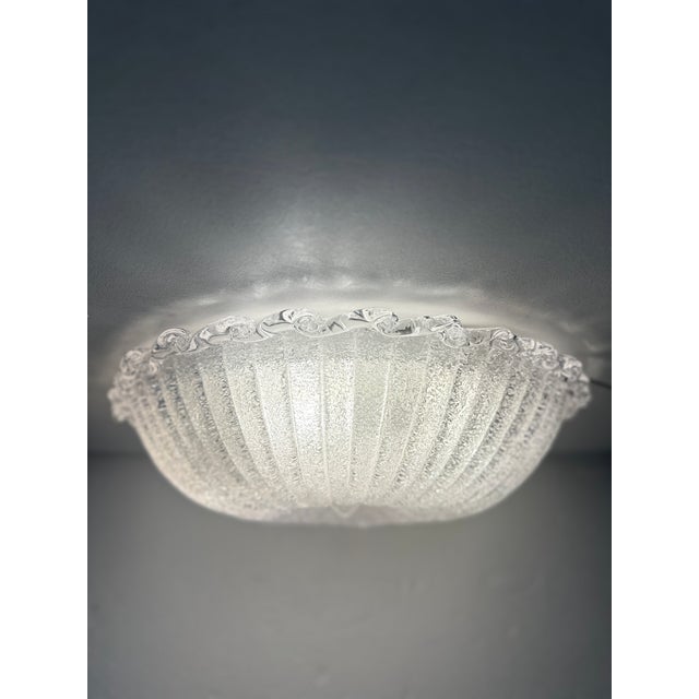 Traditional Italian White Graniglia" Budino"Murano Glass Flush Mount in 70' Style For Sale - Image 9 of 10