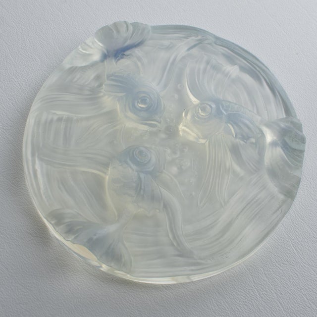 Verlys France Art Deco Opalescent Glass Wine Coasters with Fish Decor, 2 pieces For Sale - Image 15 of 16