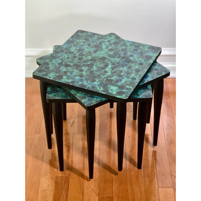 Mid 20th Century Faux Agate Laminate Stacking Tables For Sale - Image 10 of 12