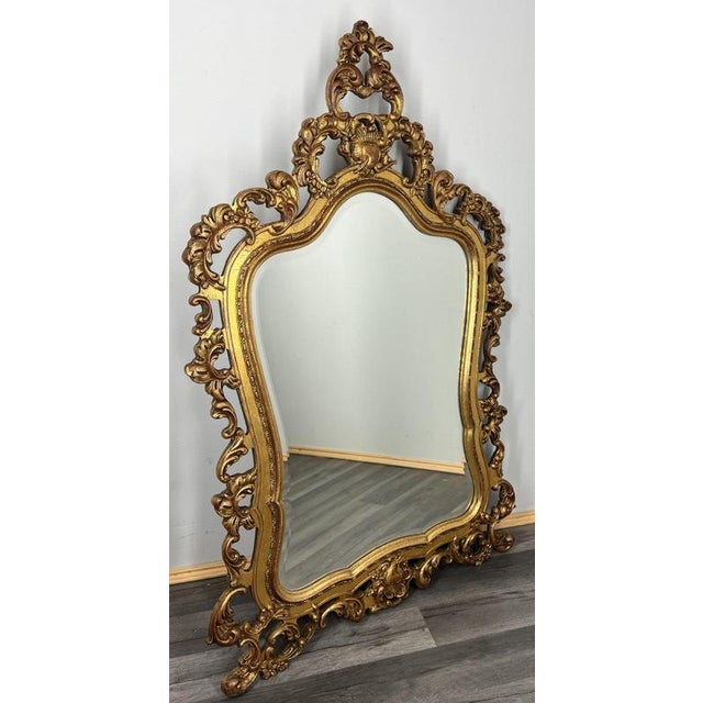 Vintage French Wall Mirror with Ornate Carved Frame For Sale - Image 10 of 10