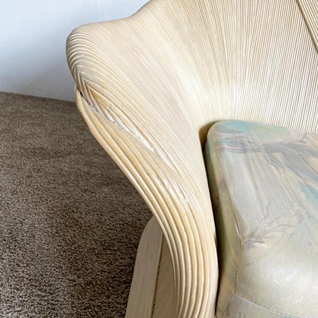 Boho Chic Sculpted Pencil Reed Ribbon Love Seat Sofa For Sale - Image 9 of 12