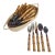 Stylish Faux Bamboo Resin & Stainless Flatware - Service for 8, 40 Pieces For Sale
