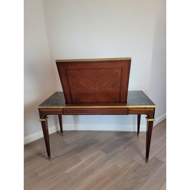 Scarce Louis XVI Neoclassical Gentleman's Flip-Top Mirror Bureau Dressing Table Writing Desk Vanity Manner of Jean-Henri Riesener For Sale - Image 10 of 12