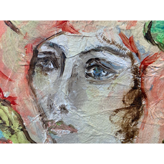 Late 20th Century Oil Painting Woman With Red Hat For Sale - Image 10 of 12