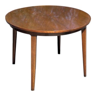 1950s Dunbar Mid Century Round Walnut Dining Table With 4 Extension Leaves - Set of 5 For Sale