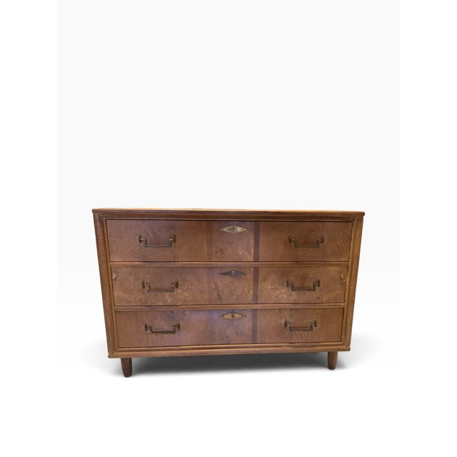 1970s Vintage Mastercraft Burl Wood Three-Drawer Chest or Nightstand For Sale - Image 5 of 12