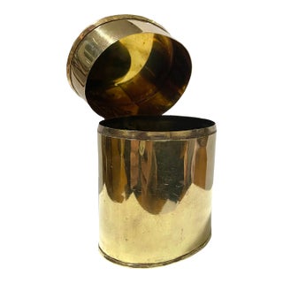 1960s Brass Tobacco Jar – Vintage Lidded Brass Container For Sale