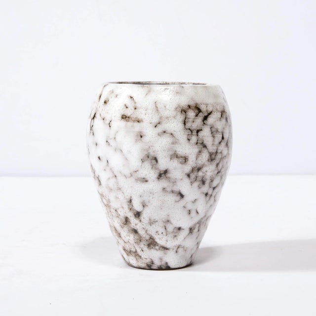 Mid-Century Modern Mid-Century Modernist White and Earth Toned Ceramic Vase For Sale - Image 3 of 10