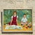 Charming vintage Regency-style oil painting on canvas, featuring a detailed family portrait of two children. This timeless...