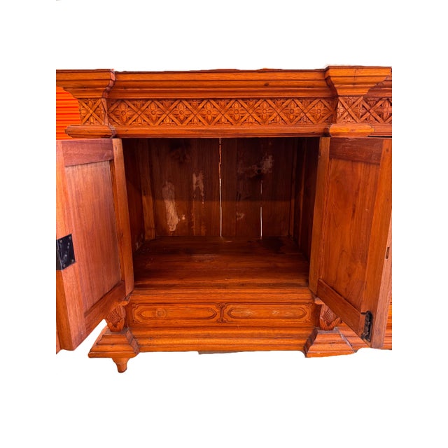 Wood Vintage Mexican Carved Oak Credenza / Sideboard Buffet, 1980s For Sale - Image 7 of 18