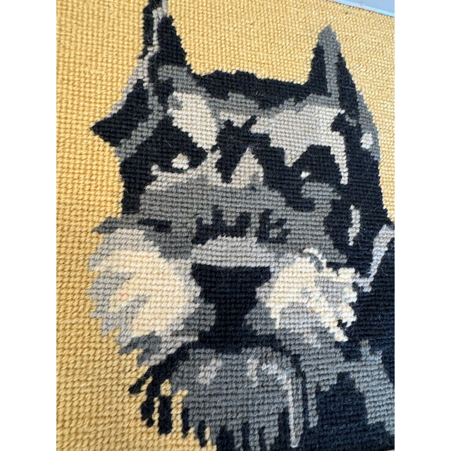 Gorgeous vintage handmade needlepoint framed Schnauzer head. No maker’s marks.