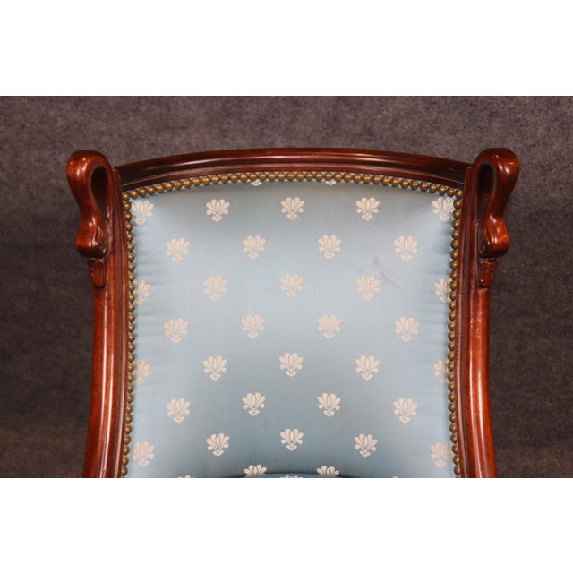 Set of 4 French Empire Carved Mahogany Dining Chairs in the Maison Jansen Style For Sale - Image 9 of 12