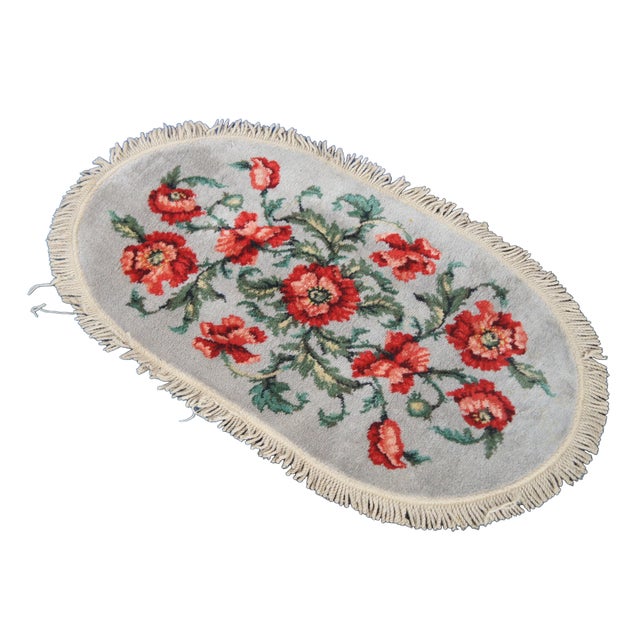 Traditional Karastan Decorette Poppy Moderne Floral Oval Area Rug Mat 45" For Sale - Image 3 of 12