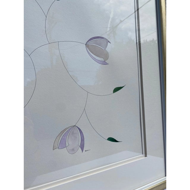 "Blossoms" Contemporary Original Watercolor Painting on Paper, Framed For Sale - Image 4 of 8