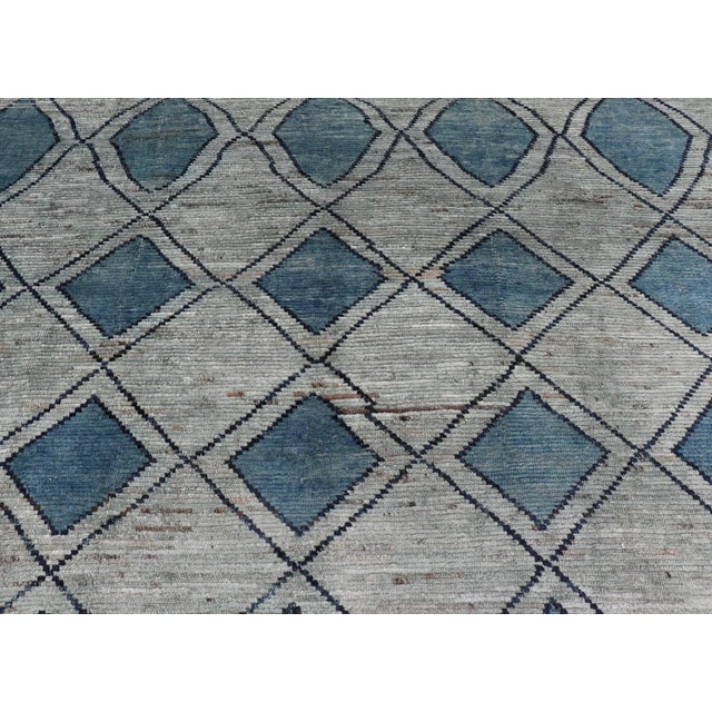 Modern Design Tribal Rug by Keivan Woven Arts With Diamond Pattern For Sale - Image 10 of 12