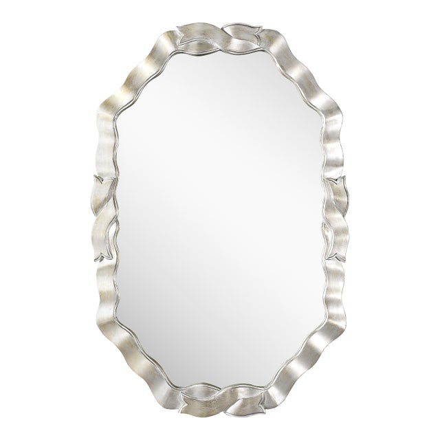 Mid-Century Modernist White Giltwood Ribbon Mirror For Sale