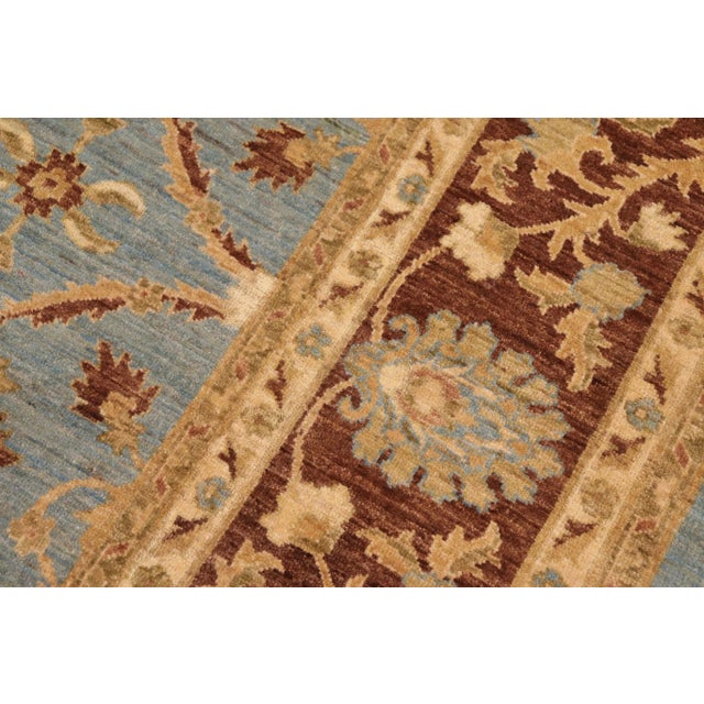 1990s Kafkaz Lt. Blue/Brown Hand-Knotted Rug - 8'2 X 9'11 For Sale In New York - Image 6 of 10