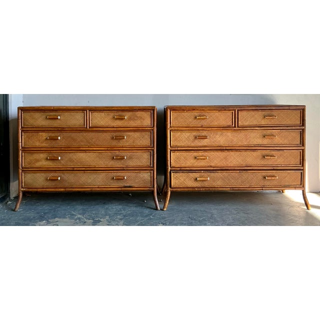 Vintage Boho Rattan Trimmed Chest of Drawers For Sale - Image 9 of 12