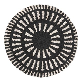 Round Cushion - Black & Natural (M) For Sale