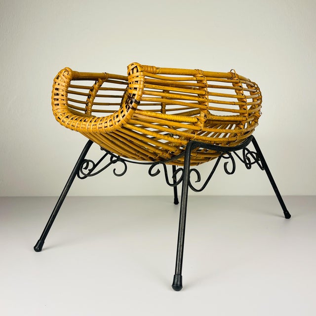 Vintage Rattan Stand or Magazine Rack, Italy, 1960s For Sale - Image 9 of 14