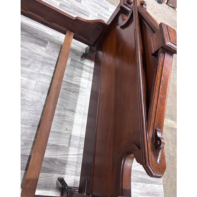 Wood Antique Full Size Victorian Monumental Carved Walnut Burl Wood Bed For Sale - Image 7 of 13