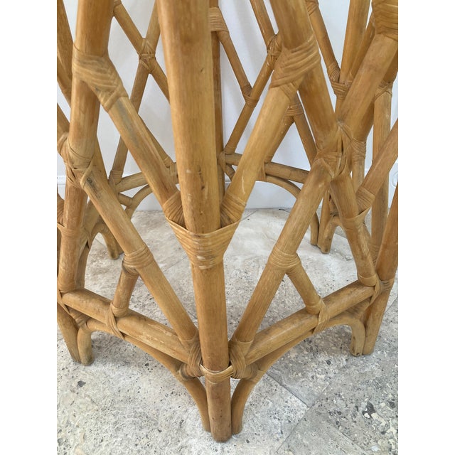Wood Natural Rattan Chippendale Pedestal Dining Table Base For Sale - Image 7 of 12